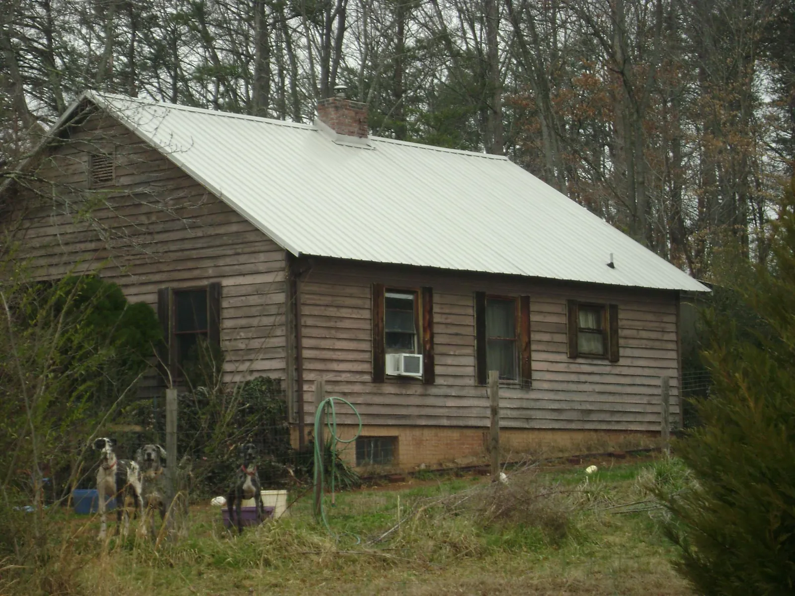 White metal roof on an old wood sided farmhouse, from a Asphalt Shingle Roof Repair job in Whitesboro